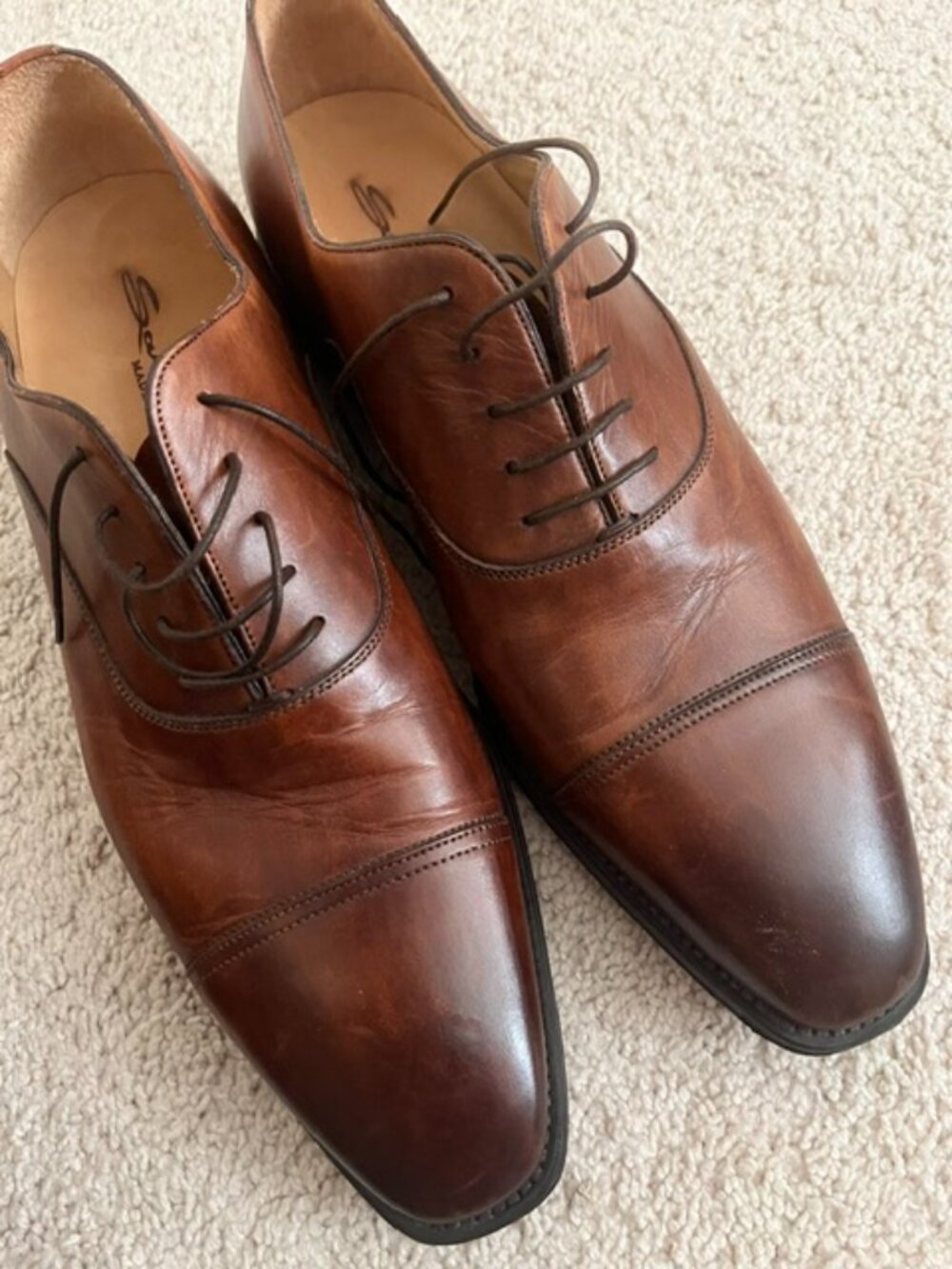 Santoni Cap Toe Oxford Shoes Brown